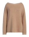 Lana D'oro Woman Sweater Sand Size Xl Cashmere In Beige