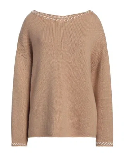 Lana D'oro Woman Sweater Sand Size Xl Cashmere In Beige
