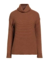 Lana D'oro Woman Turtleneck Brown Size M Cashmere In Brown