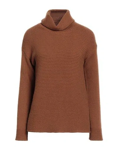 Lana D'oro Woman Turtleneck Brown Size M Cashmere