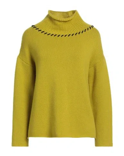 Lana D'oro Woman Turtleneck Lime Green Size Xl Cashmere