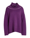 Lana D'oro Woman Turtleneck Purple Size Xl Cashmere In Purple