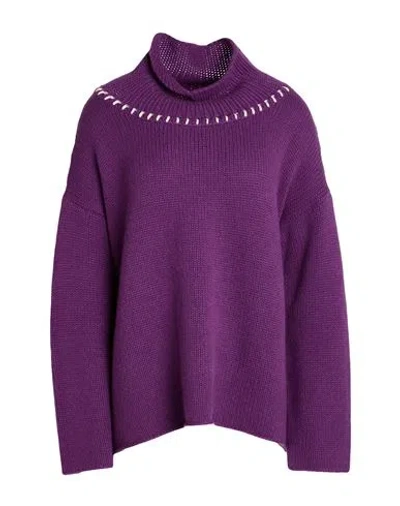 Lana D'oro Woman Turtleneck Purple Size Xl Cashmere