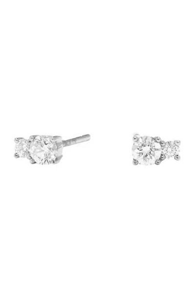 Lana Double Diamond Stud Earrings In White