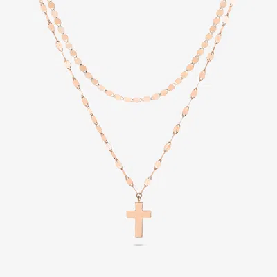 Lana Double Strand Cross Charm Necklace In Gold