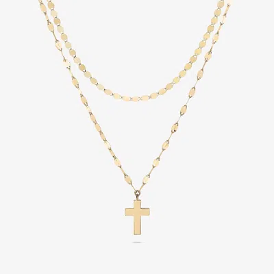 Lana Double Strand Cross Charm Necklace In Gold