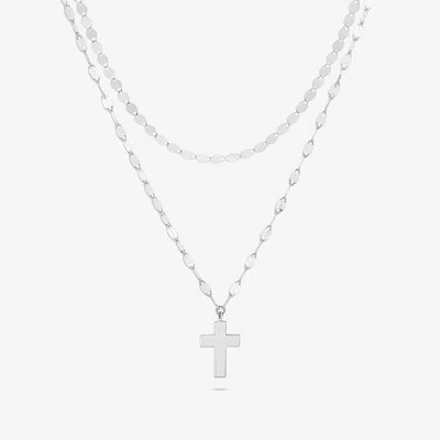 Lana Double Strand Cross Charm Necklace In Silver