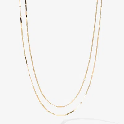 Lana Double Strand Mini Rectangle Link Necklace In In 14k Yellow Gold