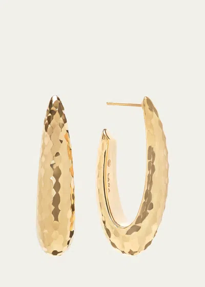 Lana Elongated Wide Disco Hoop Earrings In Yellow