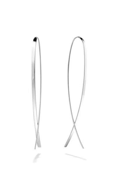 Lana Flat Narrow Upside Down Hoops In In 14k White Gold