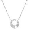 Lana Geometric Crinkle Pendant Necklace In White Gold