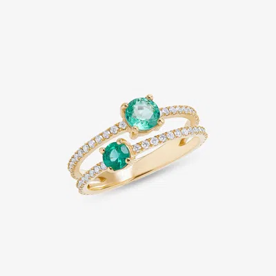 Lana Green Emerald Diamond Double Band Ring 14k In Gold