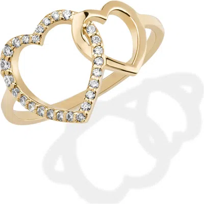 Lana Interlocking Diamond Heart Ring In Yellow Gold