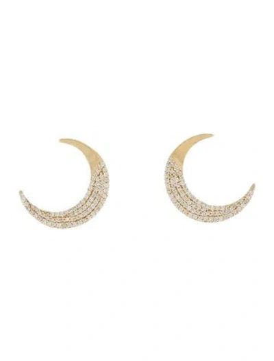 Pre-owned Lana 14k Diamond Crescent Moon Stud Earrings In Multi