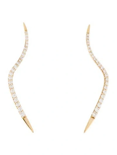 Pre-owned Lana 14k Diamond Curved Earrings In Multi