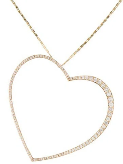 Pre-owned Lana 14k Diamond Flawless Large Graduating Heart Pendant Necklace, 18" In Multi
