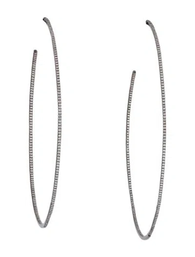 Pre-owned Lana 14k Diamond Mega Thin Inside-out Hoop Earrings In Multi