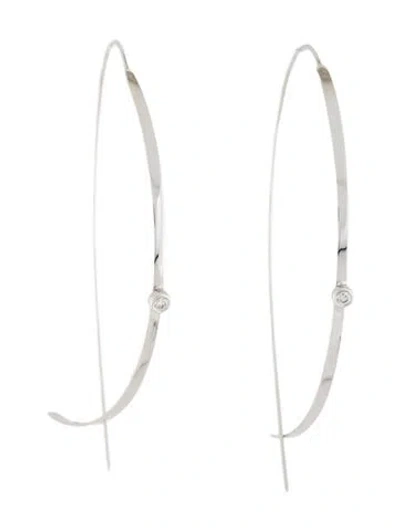 Pre-owned Lana 14k Diamond Narrow Flat Upside Down Hoop Earrings In Multi