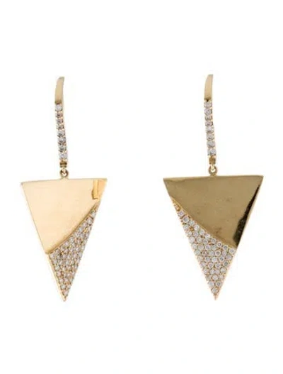 Pre-owned Lana 14k Diamond Triangle Drop Earrings In Multi