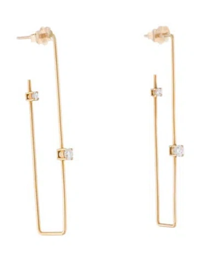 Pre-owned Lana 14k Diamond Wire Rectangle Hoop Earrings In Multi