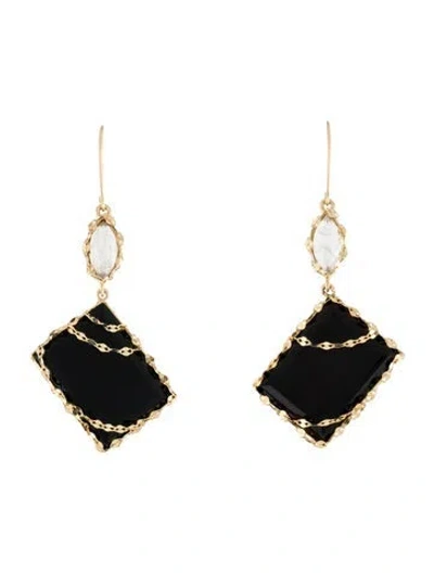 Pre-owned Lana 14k Onyx & Moonstone Spellbound Drop Earrings In Multi