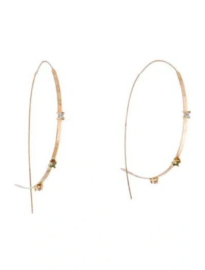 Pre-owned Lana 14k Sapphire Upside Down Hoops In Multi
