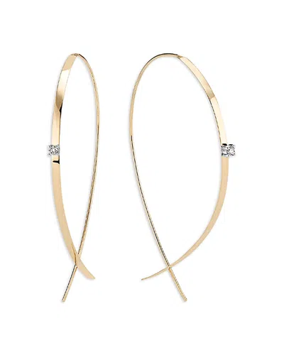 Lana Jewelry 14k Yellow Gold Diamond Upside Down Hoop Threader Earrings