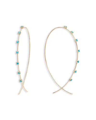 Lana Jewelry 14k Yellow Gold Turquoise Upside Down Hoop Threader Earrings