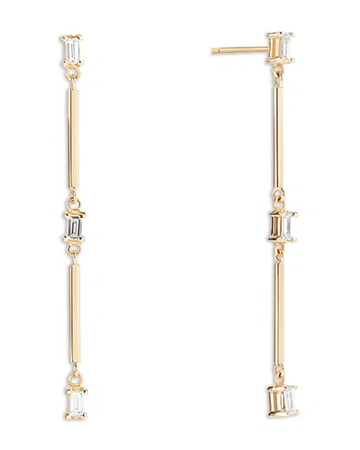 Lana Jewelry Baguette Diamond Bar Linear Drop Earrings In 14k Yellow Gold, 0.14 Tcw