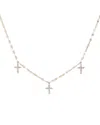 Lana Jewelry Diamond Pave Cross Triple Pendant Necklace In 14k Yellow Gold, 0.17 Tcw In Gold