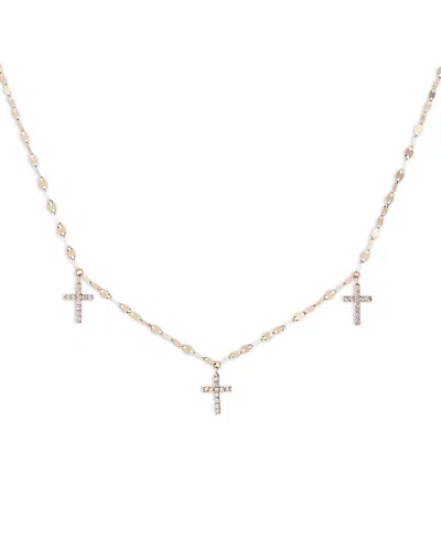 Lana Jewelry Diamond Pave Cross Triple Pendant Necklace In 14k Yellow Gold, 0.17 Tcw