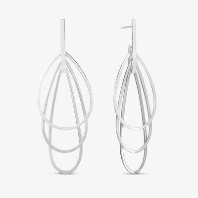 Lana Jewelry Flat Shiny Three Tier Hoops In Silver