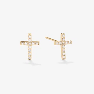 Lana Jewelry Mini Cross Diamond Studs 14k Yellow Gold