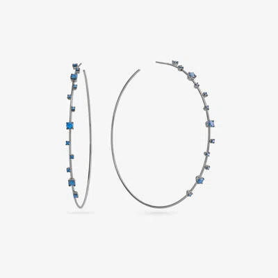 Lana Jewelry Multi Solo Denim Blue Diamond Hoops In Silver