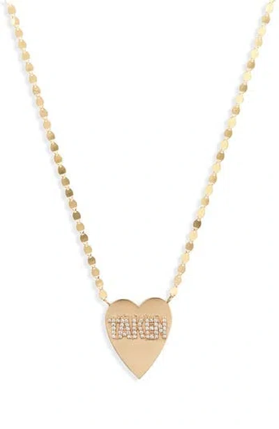 Lana Jewelry Taken Heart Diamond Pendant Necklace In Yellow Gold/diamond
