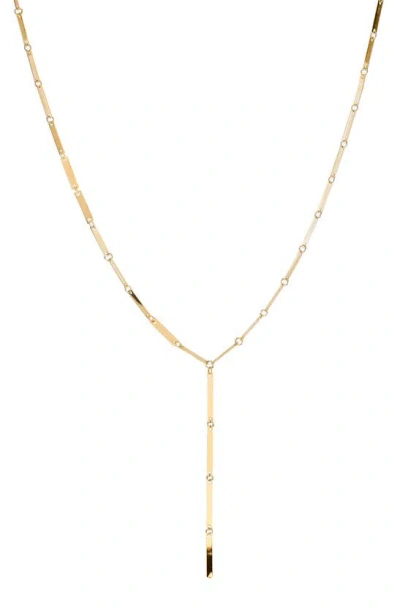 Lana Laser Mini Rectangle Lariat Necklace In Yellow Gold