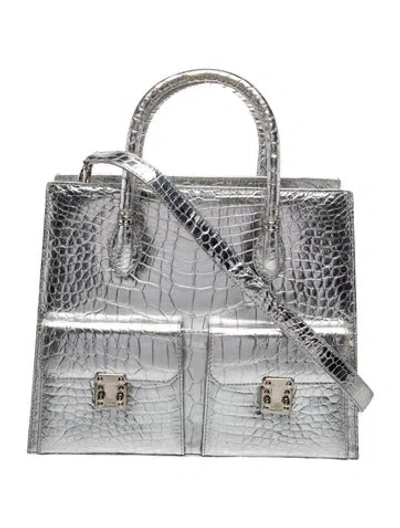 Pre-owned Lana Marks Alligator Crossbody Bag In Silver