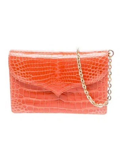 Pre-owned Lana Marks Alligator Shoulder Bag In Orange