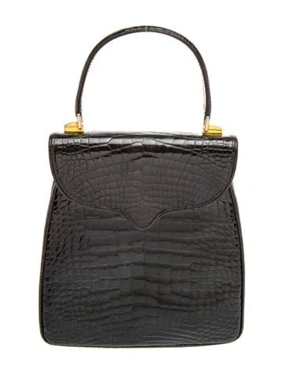 Pre-owned Lana Marks Alligator Top Handle Bag In Black