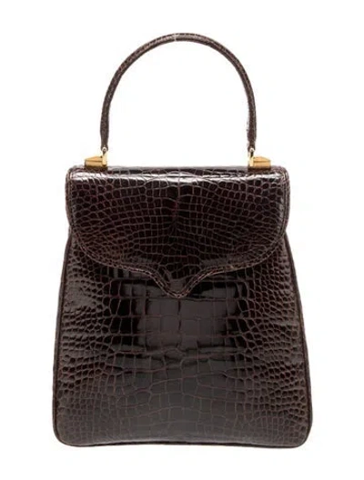 Pre-owned Lana Marks Alligator Top Handle Bag In Brown