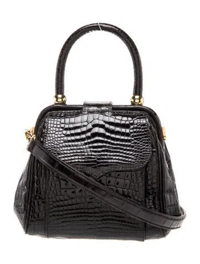 Pre-owned Lana Marks Alligator Top Handle Bag In Brown