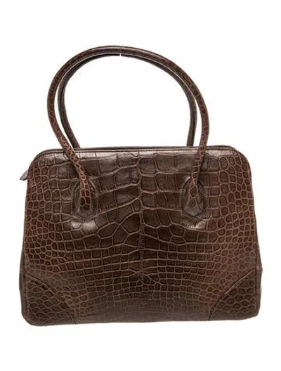 Pre-owned Lana Marks Alligator Top Handle Bag In Brown