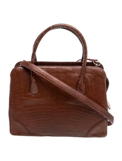Pre-owned Lana Marks Alligator Top Handle Bag In Brown