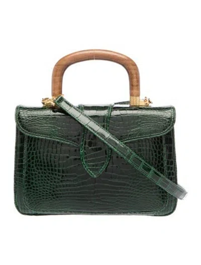 Pre-owned Lana Marks Alligator Top Handle Bag In Green