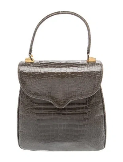 Pre-owned Lana Marks Alligator Top Handle Bag In Grey