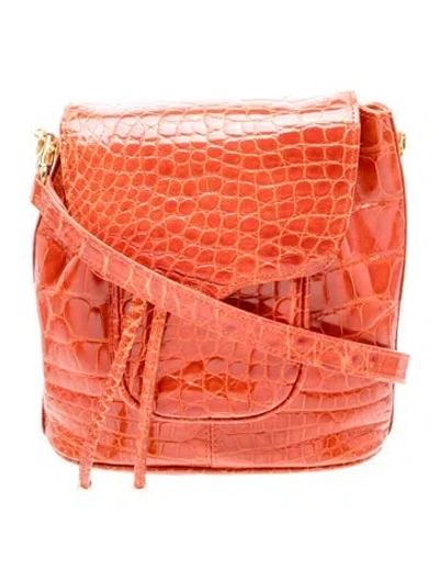 Pre-owned Lana Marks Crocodile Shoulder Bag In Orange