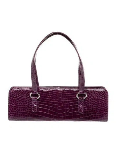Pre-owned Lana Marks Crocodile Shoulder Bag In Purple