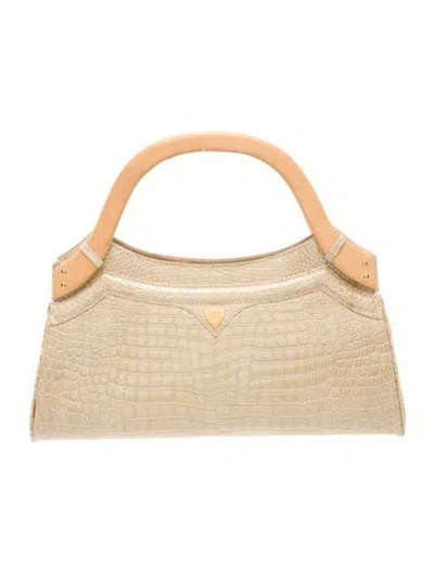 Pre-owned Lana Marks Crocodile Top Handle Bag In Neutral