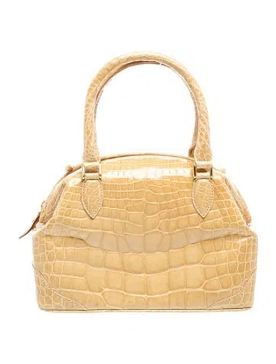 Pre-owned Lana Marks Crocodile Top Handle Bag In Neutrals