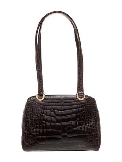 Pre-owned Lana Marks Embossed Leather Shoulder Bag In Black